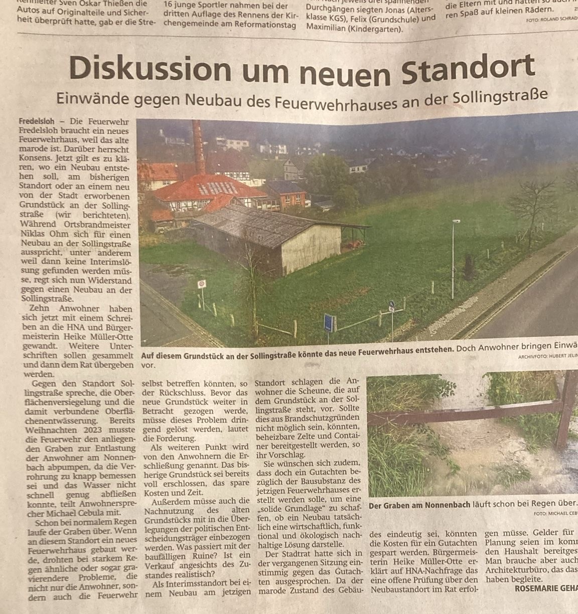 Stellungnahme zum HNA-Artikel vom 02.11.2024